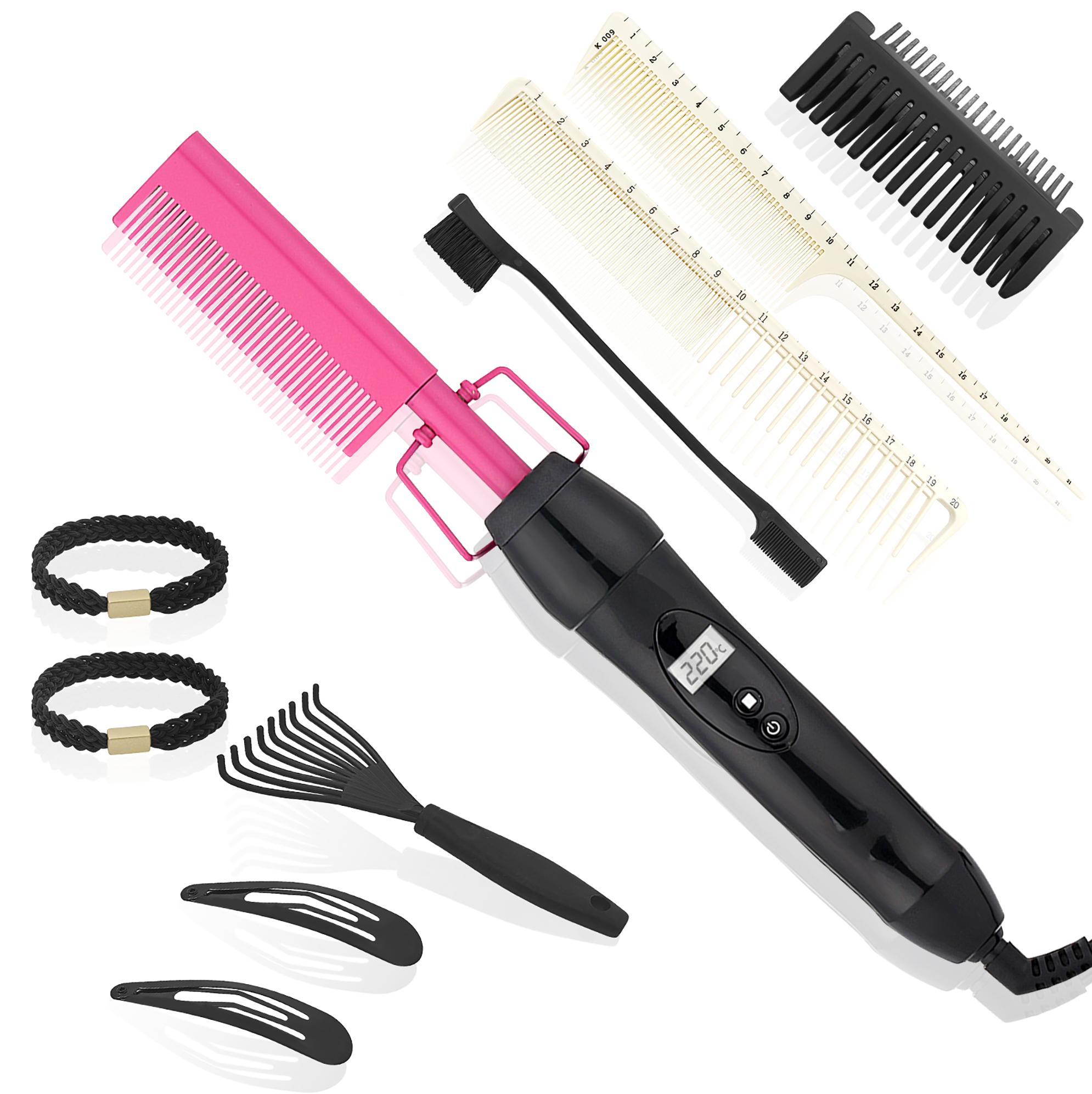 Five Temperature Digital Hair Straightening Comb Smart Styling Tool with LCD Display for Home Travel Salon Use